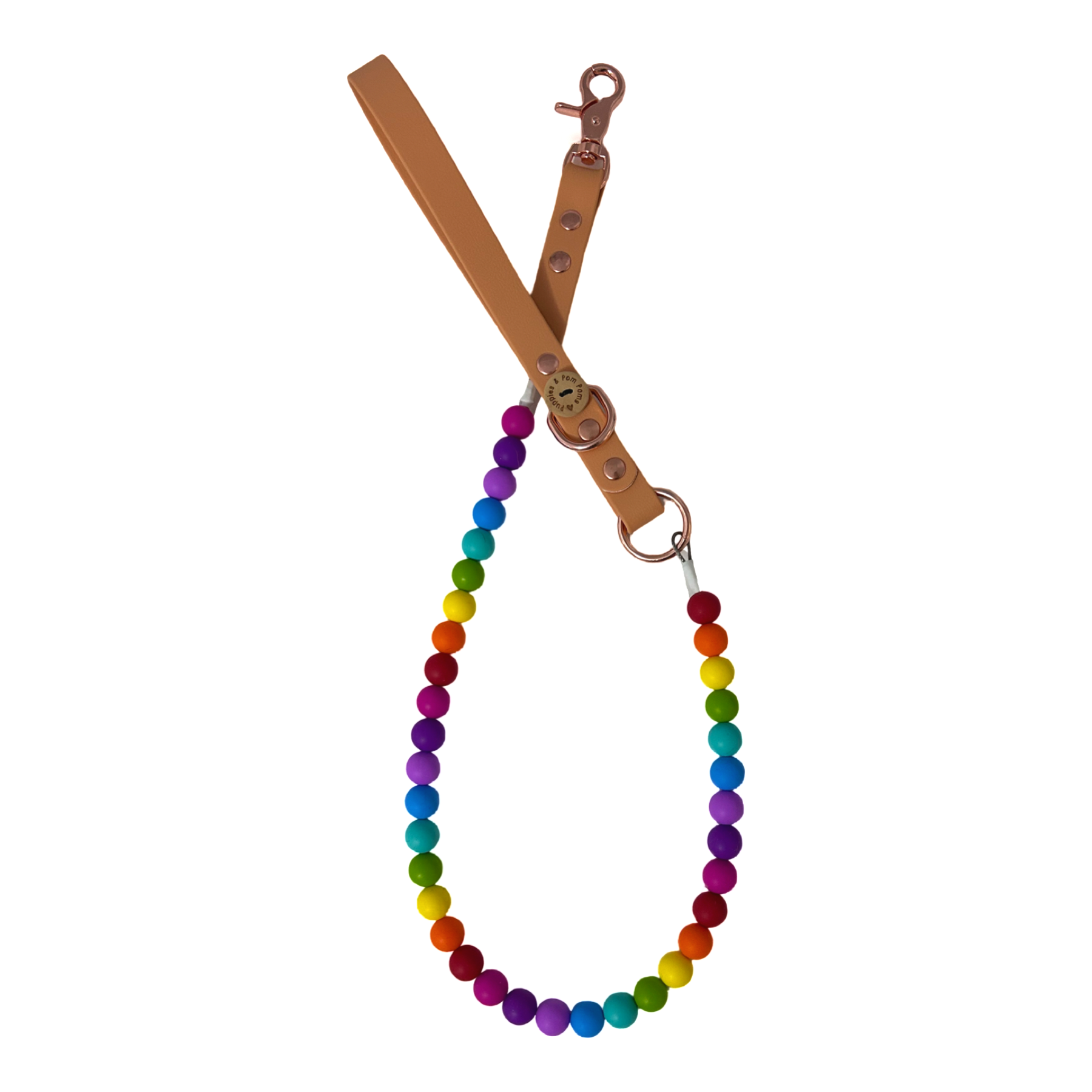 Rainbow Bead Handmade Dog Leash - Vegan Leather / Waterproof Biothane-0
