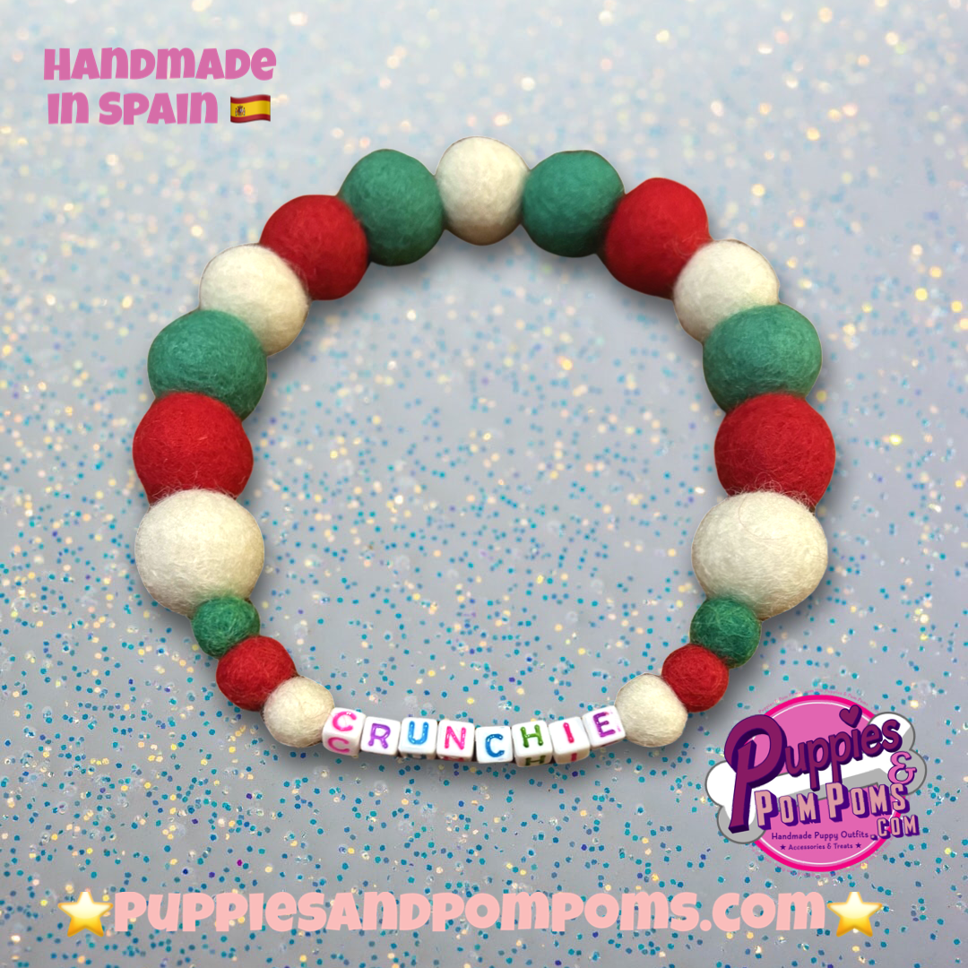 Christmas Pom Pom Dog Collar -  Elf Green-2